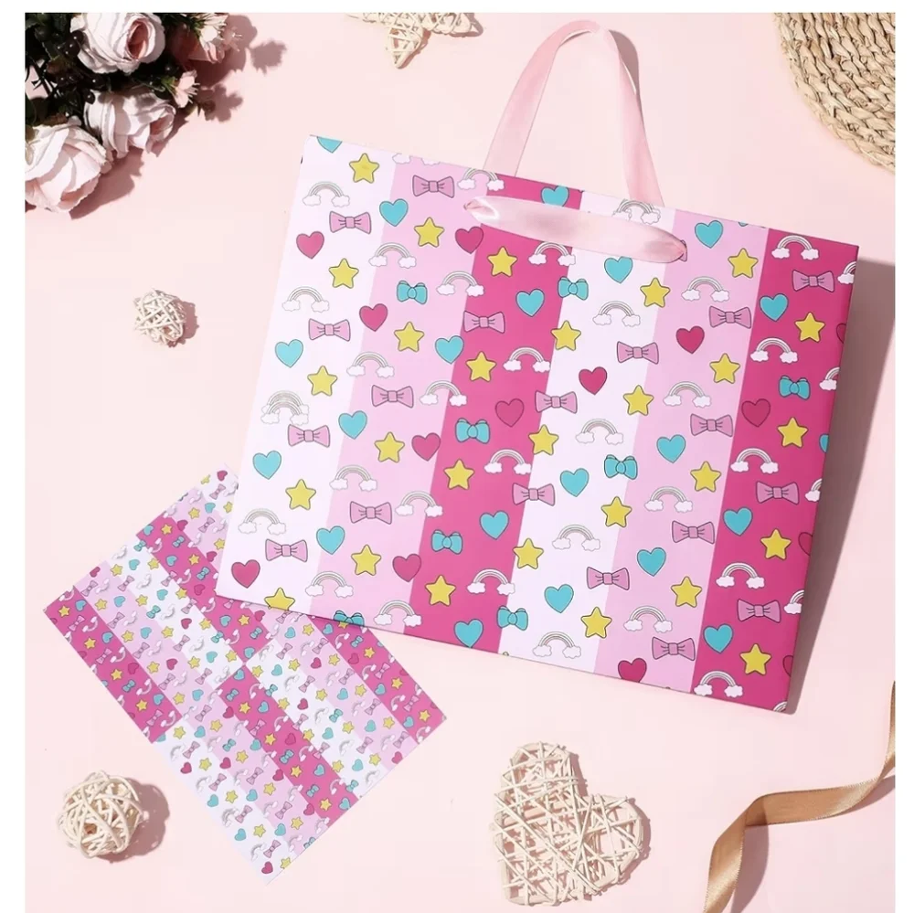 Kawaii Birthday Paper Gift Bag Bundle (12) Tissue Paper & Card Included